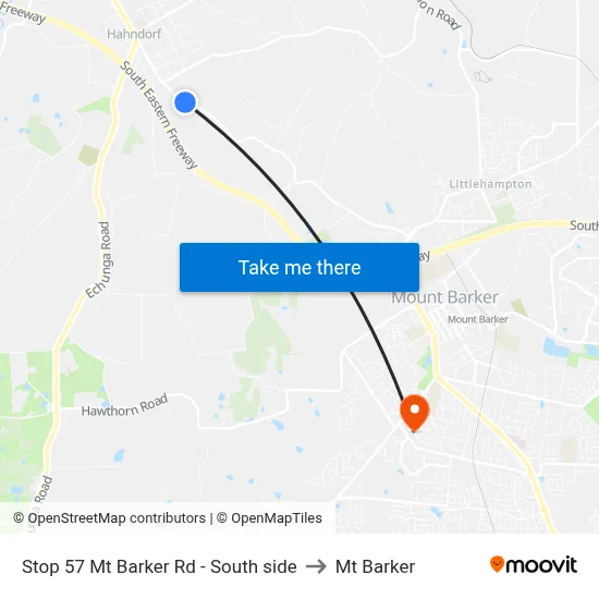 Stop 57 Mt Barker Rd - South side to Mt Barker map