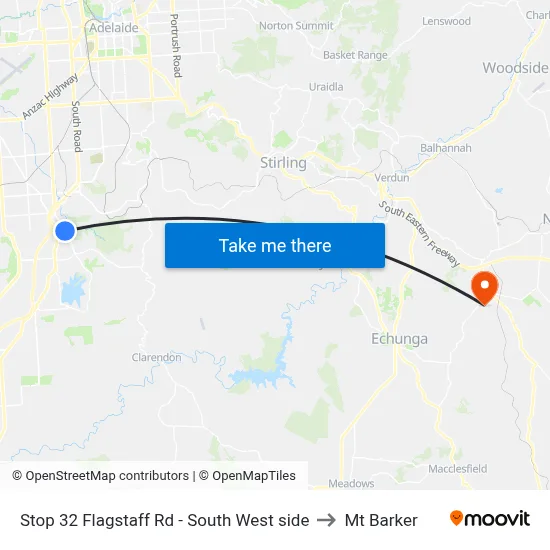 Stop 32 Flagstaff Rd - South West side to Mt Barker map