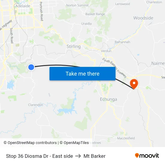 Stop 36 Diosma Dr - East side to Mt Barker map