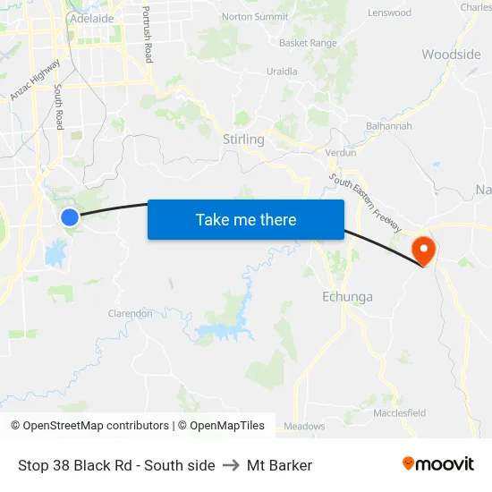 Stop 38 Black Rd - South side to Mt Barker map