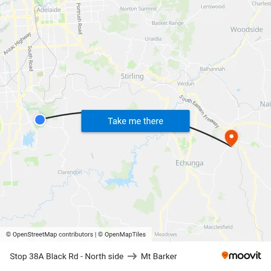 Stop 38A Black Rd - North side to Mt Barker map
