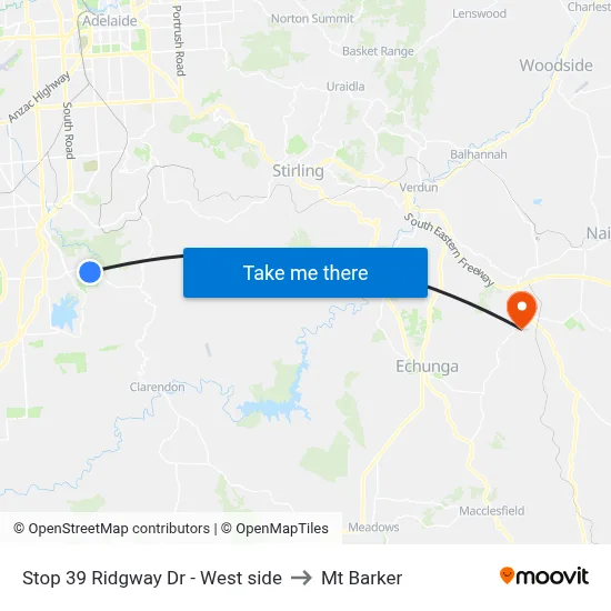 Stop 39 Ridgway Dr - West side to Mt Barker map