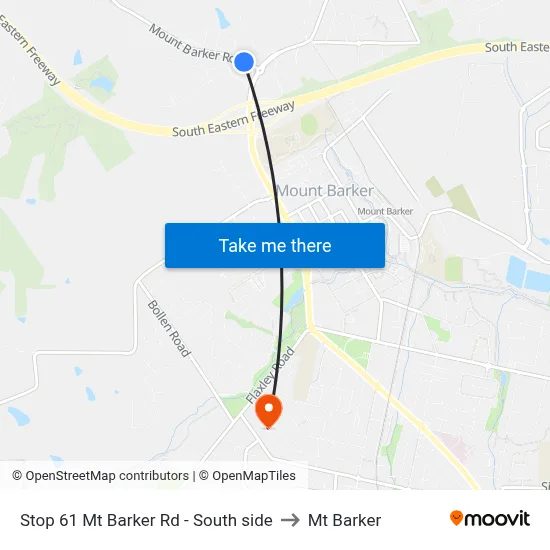 Stop 61 Mt Barker Rd - South side to Mt Barker map