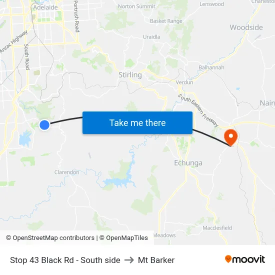 Stop 43 Black Rd - South side to Mt Barker map
