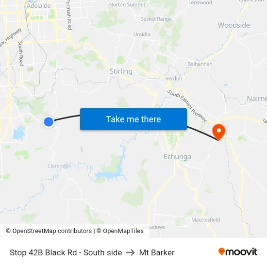 Stop 42B Black Rd - South side to Mt Barker map