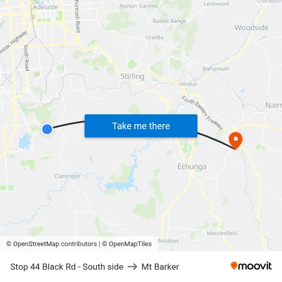 Stop 44 Black Rd - South side to Mt Barker map