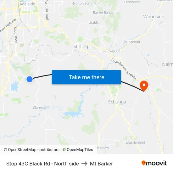 Stop 43C Black Rd - North side to Mt Barker map