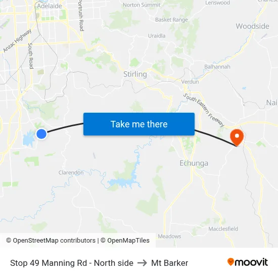 Stop 49 Manning Rd - North side to Mt Barker map