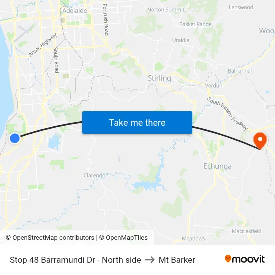 Stop 48 Barramundi Dr - North side to Mt Barker map