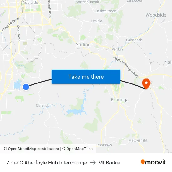 Zone C Aberfoyle Hub Interchange to Mt Barker map