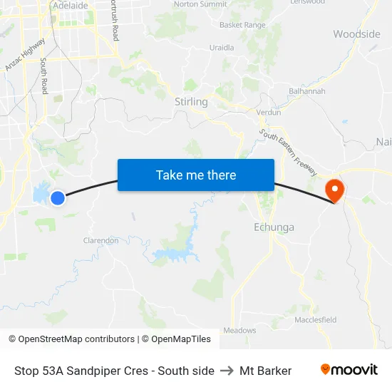 Stop 53A Sandpiper Cres - South side to Mt Barker map