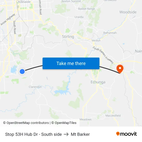 Stop 53H Hub Dr - South side to Mt Barker map