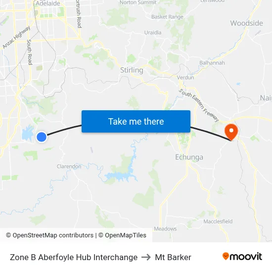 Zone B Aberfoyle Hub Interchange to Mt Barker map