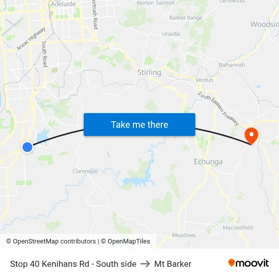 Stop 40 Kenihans Rd - South side to Mt Barker map