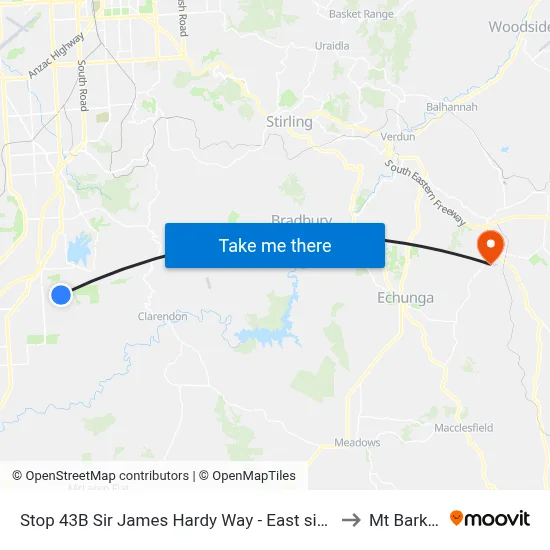 Stop 43B Sir James Hardy Way - East side to Mt Barker map