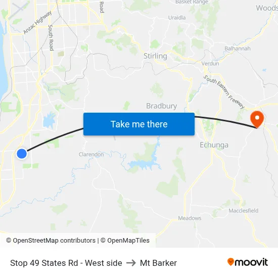 Stop 49 States Rd - West side to Mt Barker map