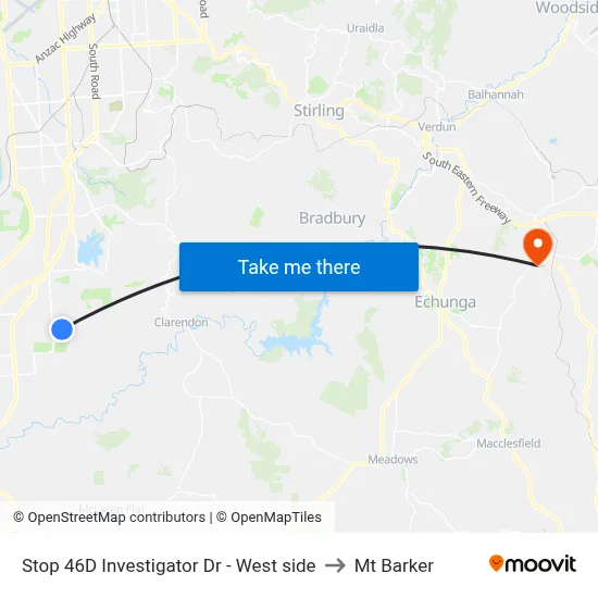 Stop 46D Investigator Dr - West side to Mt Barker map
