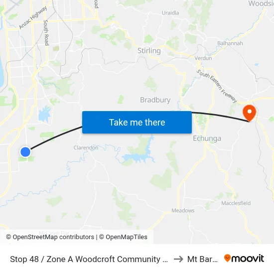 Stop 48 / Zone A Woodcroft Community Centre to Mt Barker map