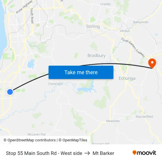 Stop 55 Main South Rd - West side to Mt Barker map
