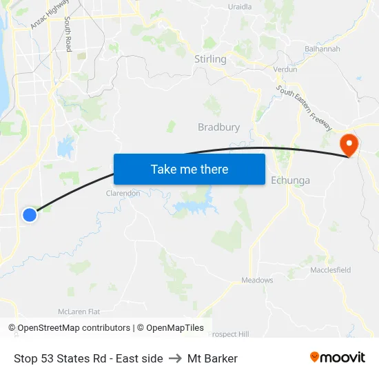 Stop 53 States Rd - East side to Mt Barker map