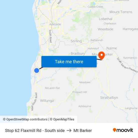 Stop 62 Flaxmill Rd - South side to Mt Barker map