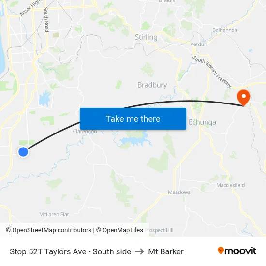 Stop 52T Taylors Ave - South side to Mt Barker map