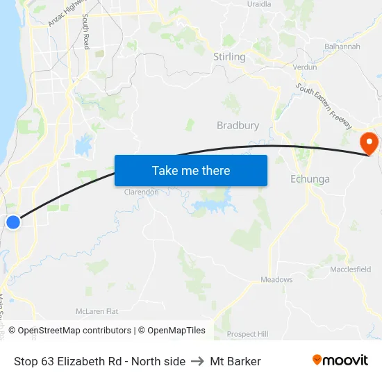 Stop 63 Elizabeth Rd - North side to Mt Barker map
