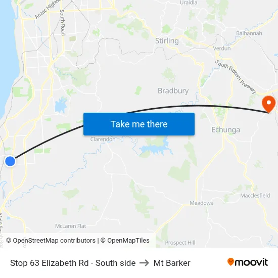 Stop 63 Elizabeth Rd - South side to Mt Barker map