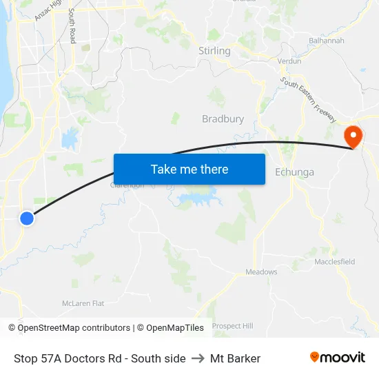 Stop 57A Doctors Rd - South side to Mt Barker map