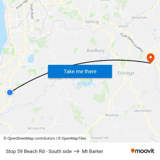 Stop 59 Beach Rd - South side to Mt Barker map