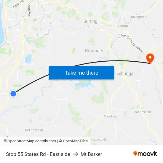 Stop 55 States Rd - East side to Mt Barker map