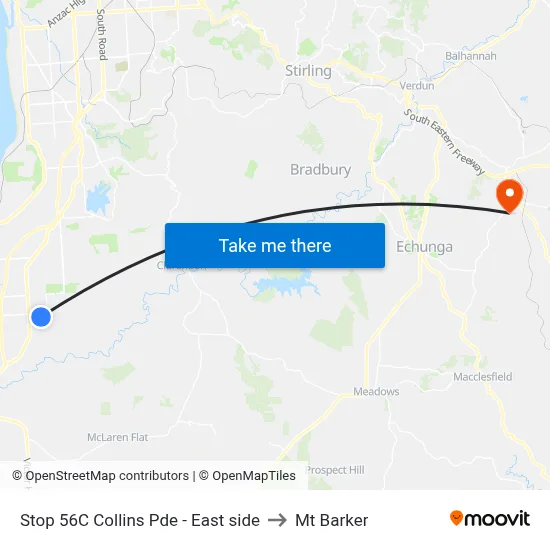 Stop 56C Collins Pde - East side to Mt Barker map