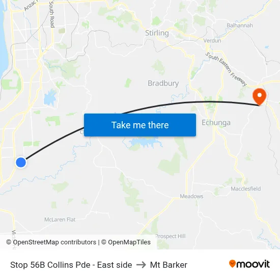 Stop 56B Collins Pde - East side to Mt Barker map