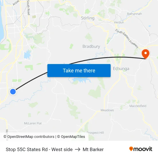 Stop 55C States Rd - West side to Mt Barker map