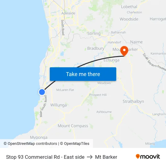Stop 93 Commercial Rd - East side to Mt Barker map