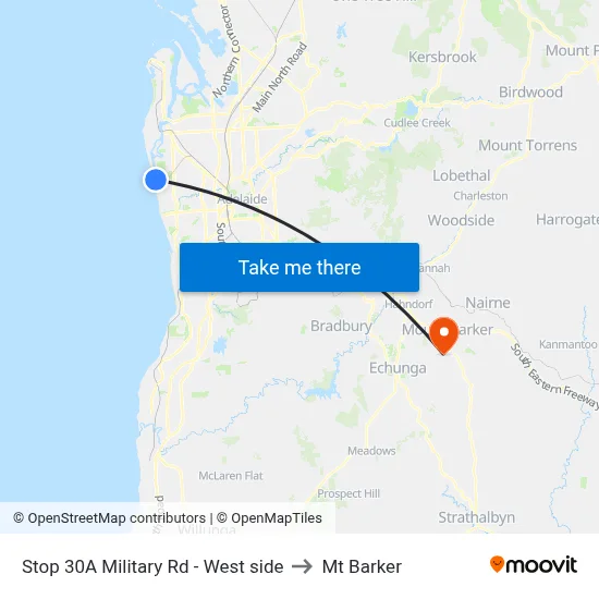 Stop 30A Military Rd - West side to Mt Barker map
