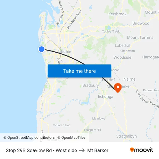 Stop 29B Seaview Rd - West side to Mt Barker map