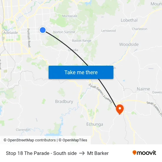 Stop 18 The Parade - South side to Mt Barker map