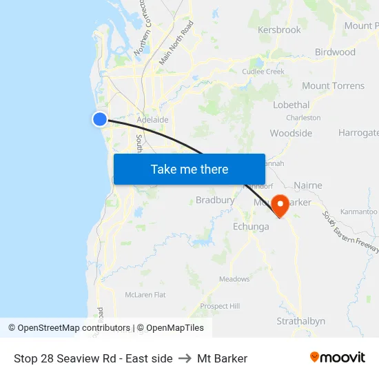 Stop 28 Seaview Rd - East side to Mt Barker map