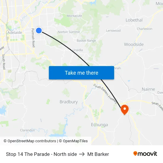 Stop 14 The Parade - North side to Mt Barker map