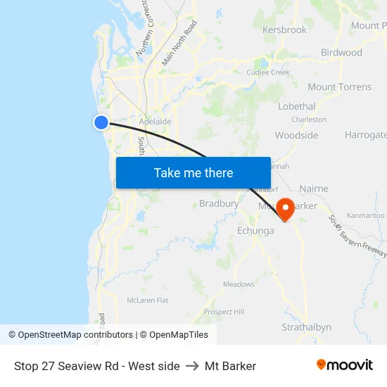 Stop 27 Seaview Rd - West side to Mt Barker map