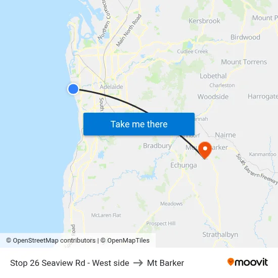 Stop 26 Seaview Rd - West side to Mt Barker map