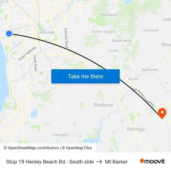 Stop 19 Henley Beach Rd - South side to Mt Barker map
