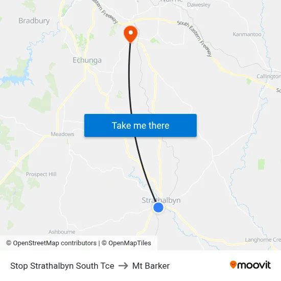 Stop Strathalbyn South Tce to Mt Barker map