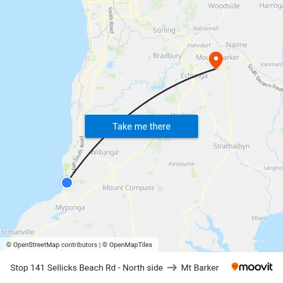 Stop 141 Sellicks Beach Rd - North side to Mt Barker map
