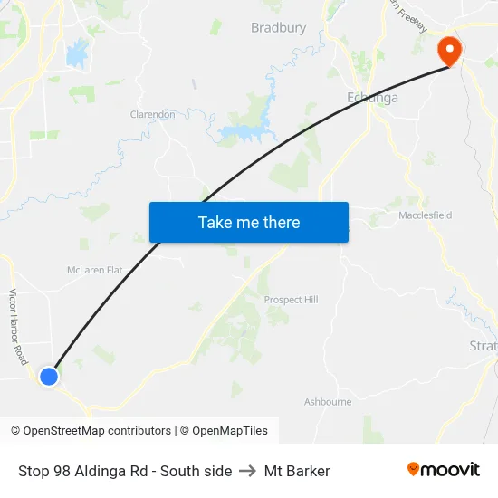 Stop 98 Aldinga Rd - South side to Mt Barker map