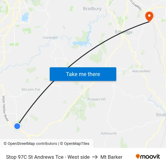 Stop 97C St Andrews Tce - West side to Mt Barker map
