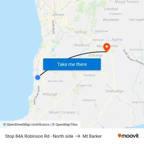 Stop 84A Robinson Rd - North side to Mt Barker map