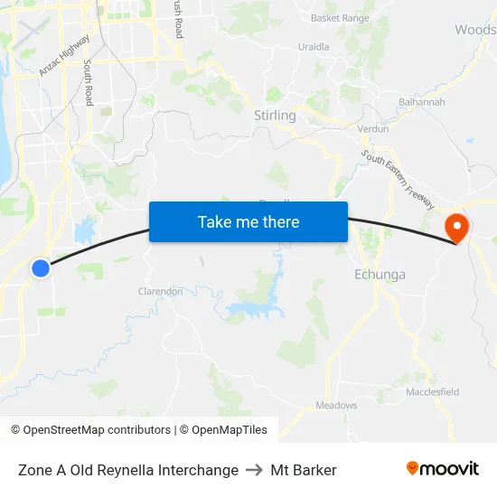 Zone A Old Reynella Interchange to Mt Barker map