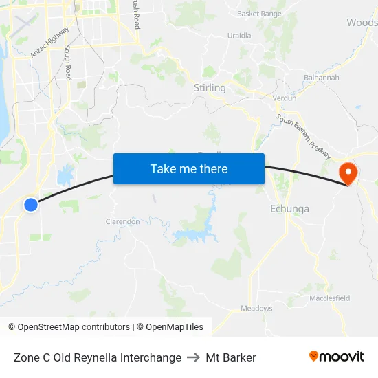 Zone C Old Reynella Interchange to Mt Barker map